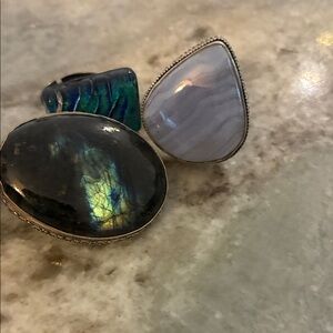 Sterling blue agate and labradorite Set